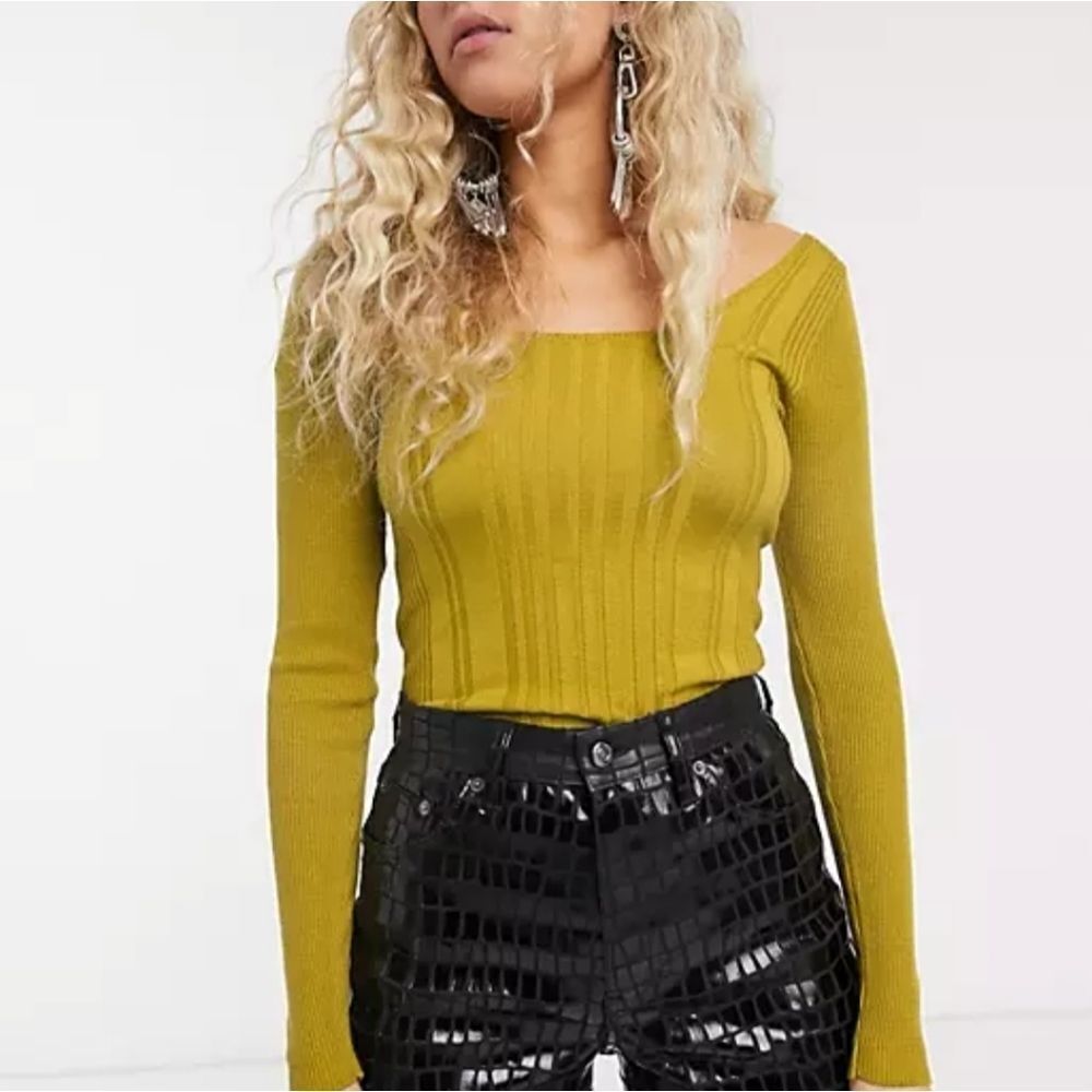 Topshop Square Neck Knitted Sweater Womens Size 0-2